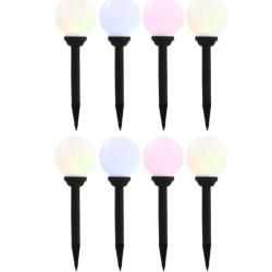 Lampes solaires jardin LED sph&eacute;riques 15 cm RVB &eacute;tanches lot 8