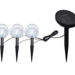 Lampes jardin LED solaires boule 9,5 cm verre avec piquet 3 pcs