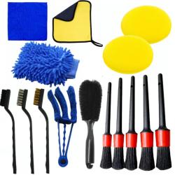 Kit nettoyage voiture 15pcs brosses detailing auto jantes a&eacute;rations tableau bord