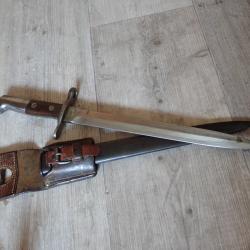 556424 Baionnette Suisse pour fusil Rubin Schmidt Mdle K11 ou K31. Mdle 1918. Avec porte fourreau