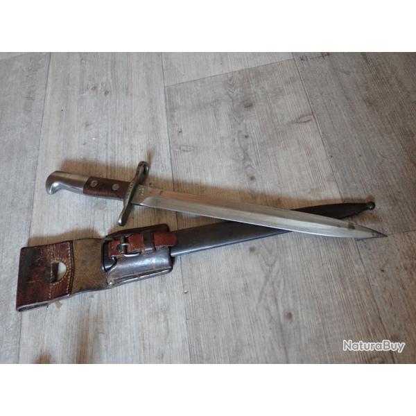 556424 Baionnette Suisse pour fusil Rubin Schmidt Mdle K11 ou K31. Mdle 1918. Avec porte fourreau