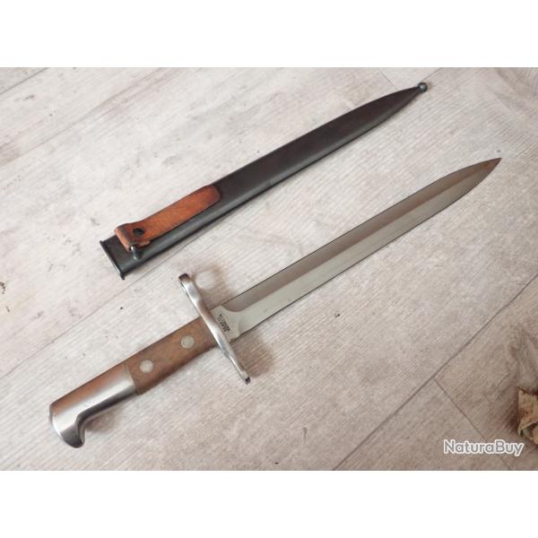 Sans matricule. Baionnette Suisse pour fusil Rubin Schmidt Mdle K11 / K31. Mdle 1918. Cuir non perc�