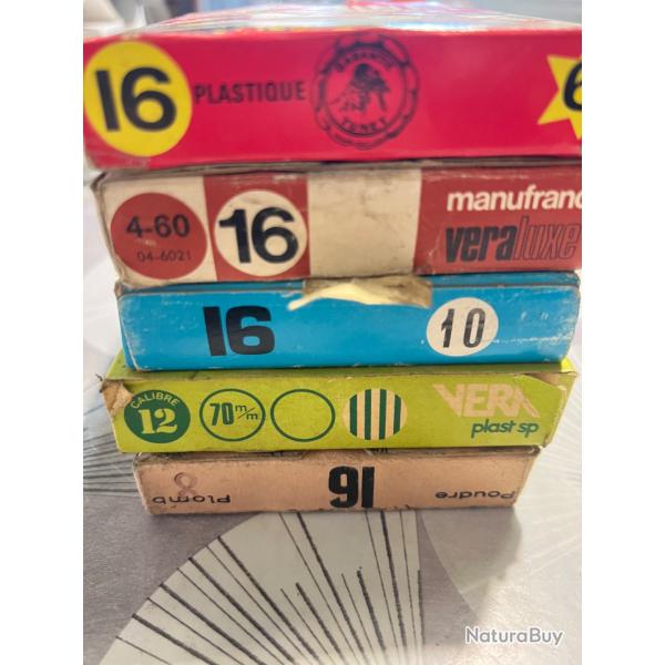 Lot ancienne cartouches calibre 4 bo�tes calibre 16 1 bo�te en 12