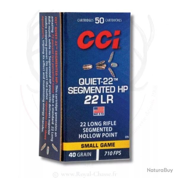 50 balles QUIET-22 SEGMENTED HP Cal. 22LR Cci