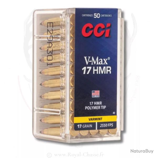 50 balles V-MAX Cal.17HMR 17Grs CCI