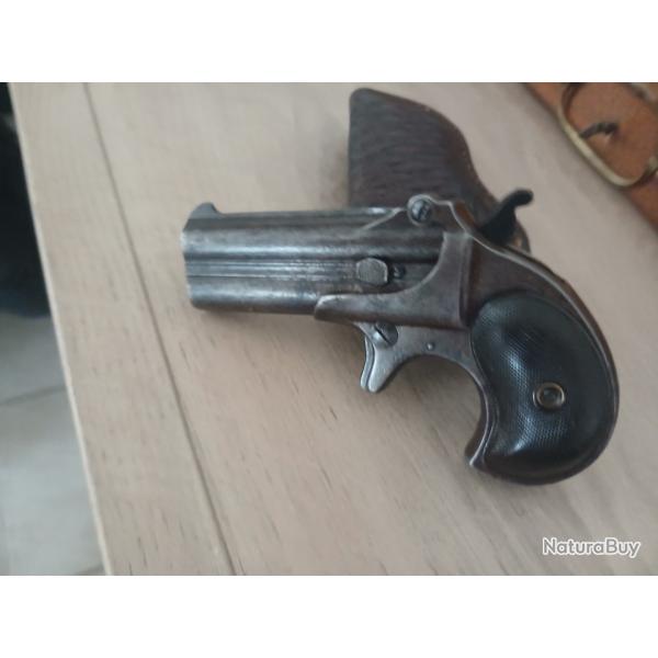 Derringer Remington 41 rf pur jus avec holster basket superbe Patine uniforme