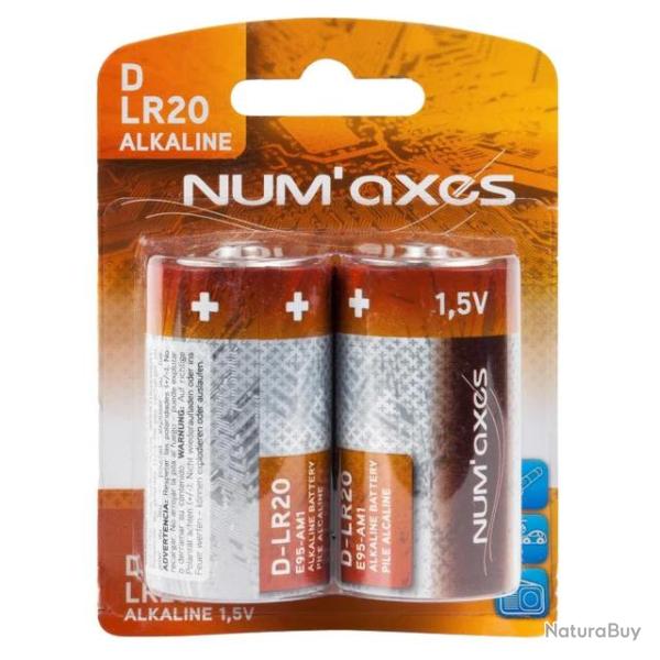 NUMAXES - Blister 2 piles D LR20 alcaline 1,5V