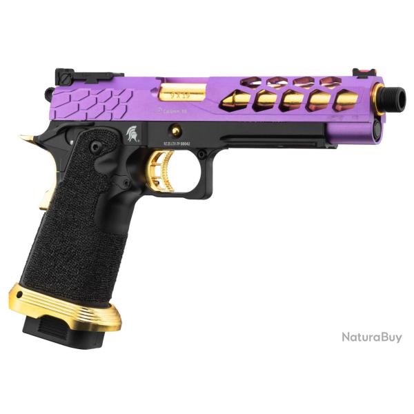 Pistolet Airsoft GBB Stryk Hi-Capa 5.1 Violet et Or Lancer Tactical
