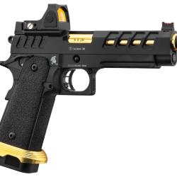 Pistolet Airsoft GBB HERACLES Hi-Capa 5.1 Noir/Gold avec RMR Lancer Tactical
