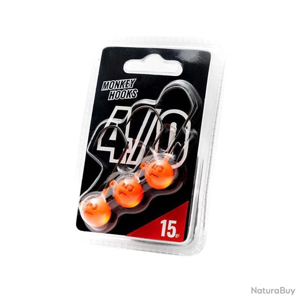 TETE PLOMBEE MONKEY HOOK ORANGE 4/0 X 3 - 12GR - MONKEY LURES
