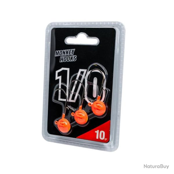 TETE PLOMBEE MONKEY HOOK ORANGE 1/0 x 3 - 12GR - MONKEY LURES