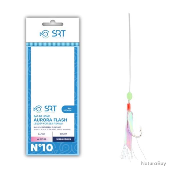 BAS DE LIGNE MER AURORA FLASH 5 HAMECONS - 3/0 - SRT