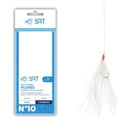 BAS DE LIGNE MER PLUMES BLANCHES 5 HAMECONS - 2 - SRT