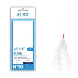 BAS DE LIGNE MER PLUMES BLANCHES 5 HAMECONS - 2/0 - SRT