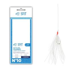BAS DE LIGNE MER PLUMES BLANCHES 5 HAMECONS - 3/0 - SRT
