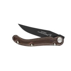 COUTEAU MANCHE CUIR MARRON LAME NOIRE - C DOZORME