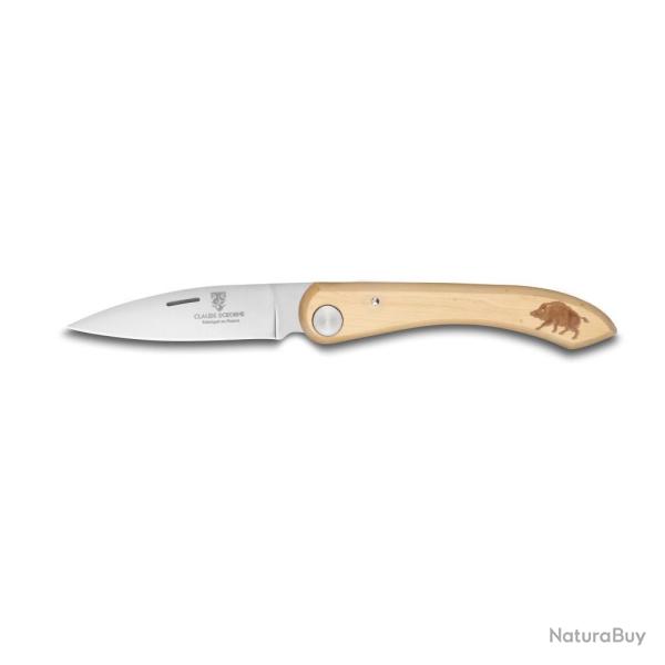 COUTEAU CAPUCIN BUIS GRAVURE SANGLIER - C DOZORME