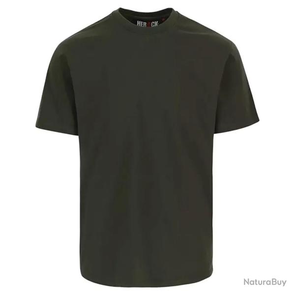 T shirt manches courtes Herock� Homme Col rond Kaki 100 coton 190 g m�