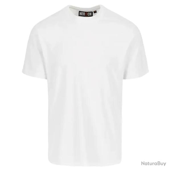 T shirt manches courtes Herock� Homme Coton 190g m� Col rond Blanc