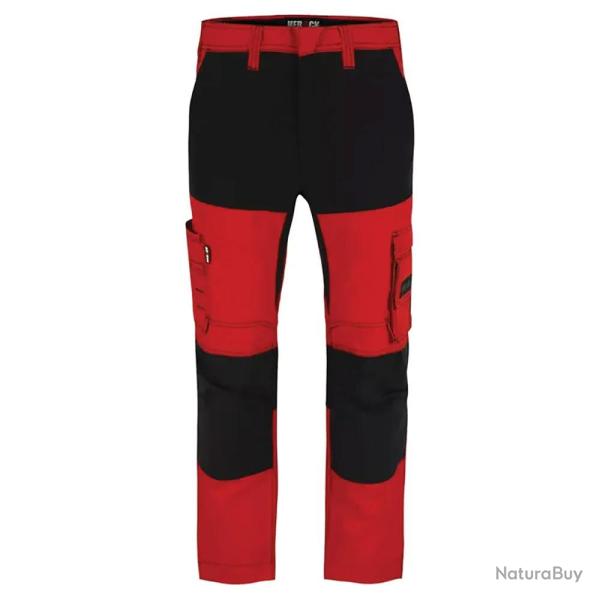 Pantalon de travail homme Hector Herock� - Rouge - Multi-poches professionnelles 40