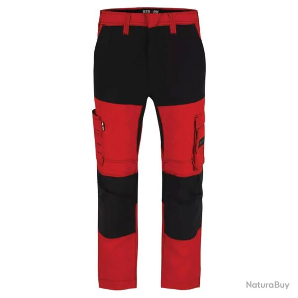 Pantalon de travail homme Hector Herock� - Rouge - Multi-poches professionnelles 50