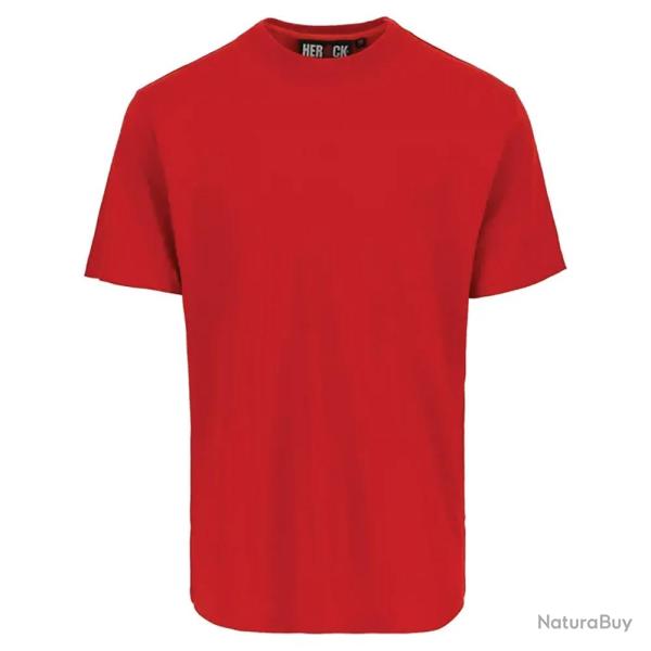 T shirt manches courtes Herock� homme en coton rouge Col rond 190g m�