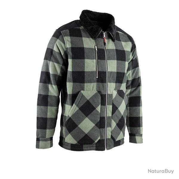 Chemise polaire matelass�e homme verte LMA� Manches longues 390 g m�