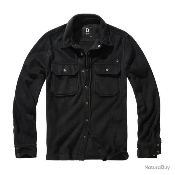 Chemise polaire homme Jeff Brandit� noire Manches longues