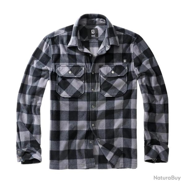 Chemise polaire homme manches longues Jeff Brandit� Gris et noir