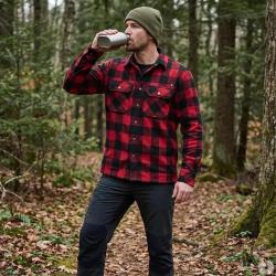 Chemise polaire homme Jeff Brandit&reg; Rouge et noire Manches longues