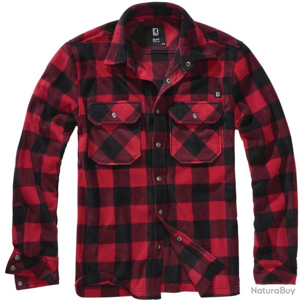 Chemise polaire homme Jeff Brandit� Rouge et noire Manches longues
