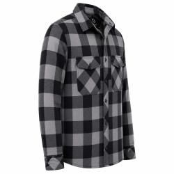 Chemise Homme &agrave; Carreaux Noire et Grise Brandit&reg; Flanelle 100 Coton