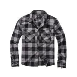 Chemise Homme &agrave; Carreaux Noire et Grise Brandit&reg; Flanelle 100 Coton