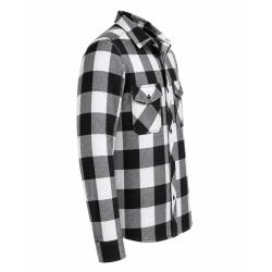 Chemise Homme &agrave; Carreaux Blanche et Noire Brandit&reg; Flanelle 100 Coton Manches Longues