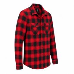 Chemise Homme &agrave; Carreaux Rouge et Noire Brandit&reg; Flanelle 100 Coton Manches Longues