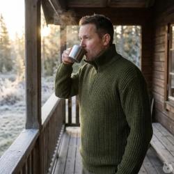 Pull Troyer Olive &agrave; Col Camionneur Brandit&reg; Homme
