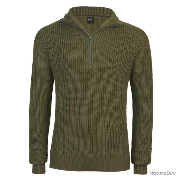 Pull Troyer Olive � Col Camionneur Brandit� Homme