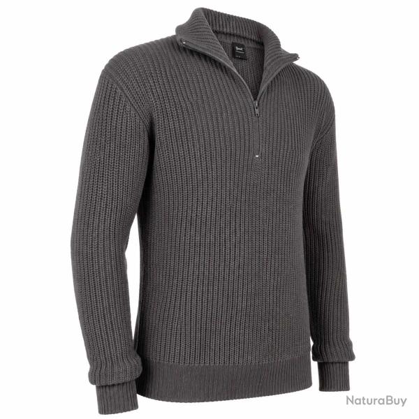 Pull Homme Brandit� Col Camionneur Anthracite - Manches Longues Zipp� 3XL