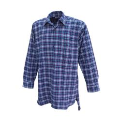 Chemise homme long pan Tierce en flanelle bleue Manches longues