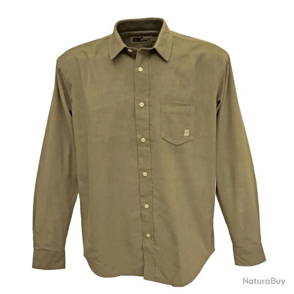 Chemise homme en velours vert Uli - Manches longues - 100% coton 3XL