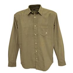 Chemise homme en velours vert Uli - Manches longues - 100% coton L