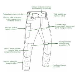Pantalon Fighter A10&reg; Homme Beige Ultra R&eacute;sistant avec Renforts Genoux
