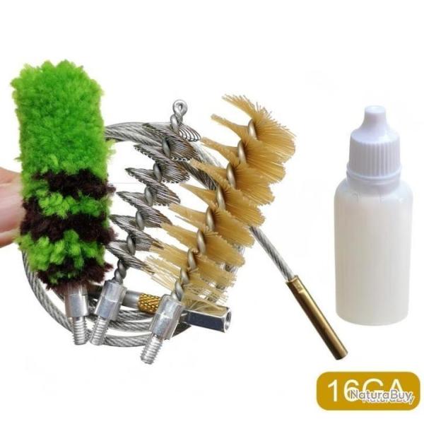 KIT DE NETTOYAGE POUR FUSIL CALIBRE 16 + BOUTEILLE POUR HUILE