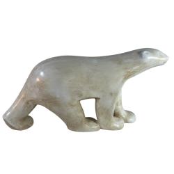 Ours blanc pompon bronze sculpture