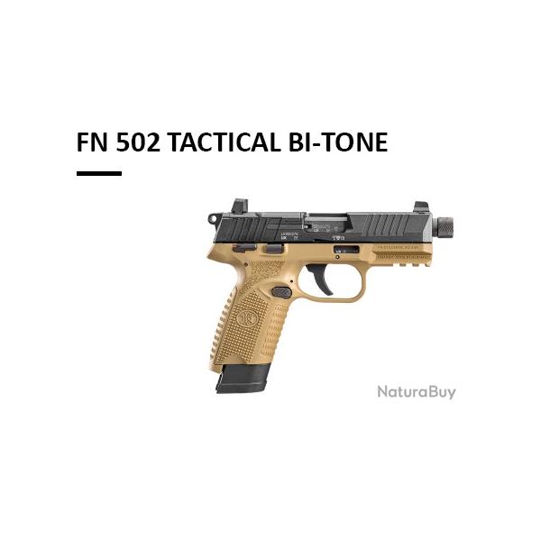 Pistolet FN Herstal 502 tactical noir FDE Bi-tone cal 22lr