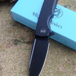 Couteau Miguron Talism Black Lame Acier D2 Black Manche G10 Black Liner Lock Clip 810BK