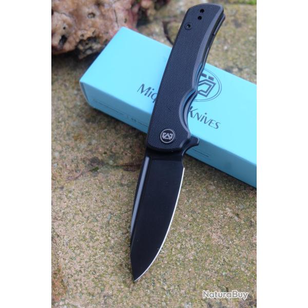 Couteau Miguron Talism Black Lame Acier D2 Black Manche G10 Black Liner Lock Clip 810BK