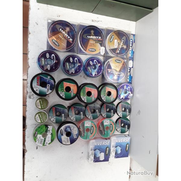 Lot de 26 fil de peche Mitchell divers