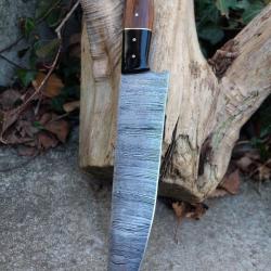 Couteau De Cuisine de Chef Lame Acier Damas 256 Couches Manche Bois/R&eacute;sine Fabrication Artisanale02