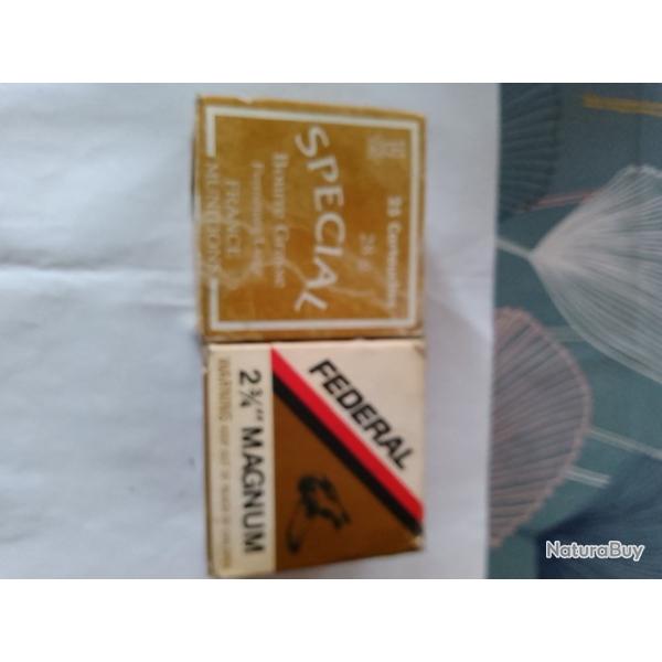 lot de 2 boites de cartouches cal 16 federal et france munition